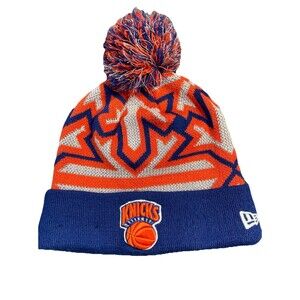 New York Knicks Hat Beanie Hardwood Classics Pompon Blue Orange NBA Basketball